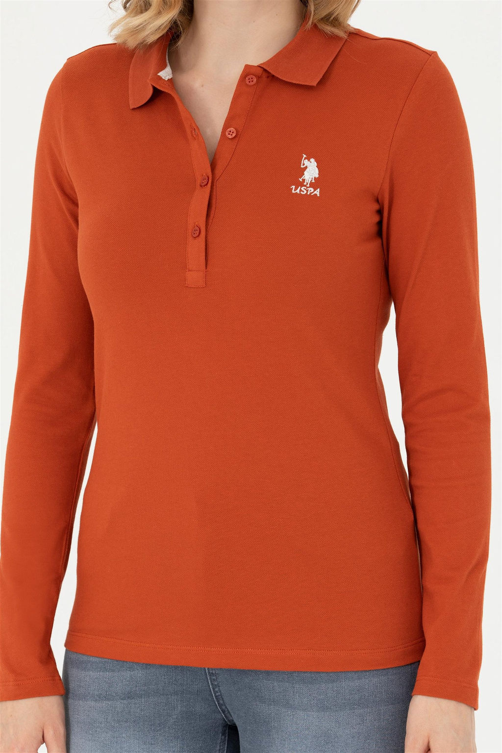 Женский базовый свитшот с воротником-поло Brick - U.s. polo assn фото 6