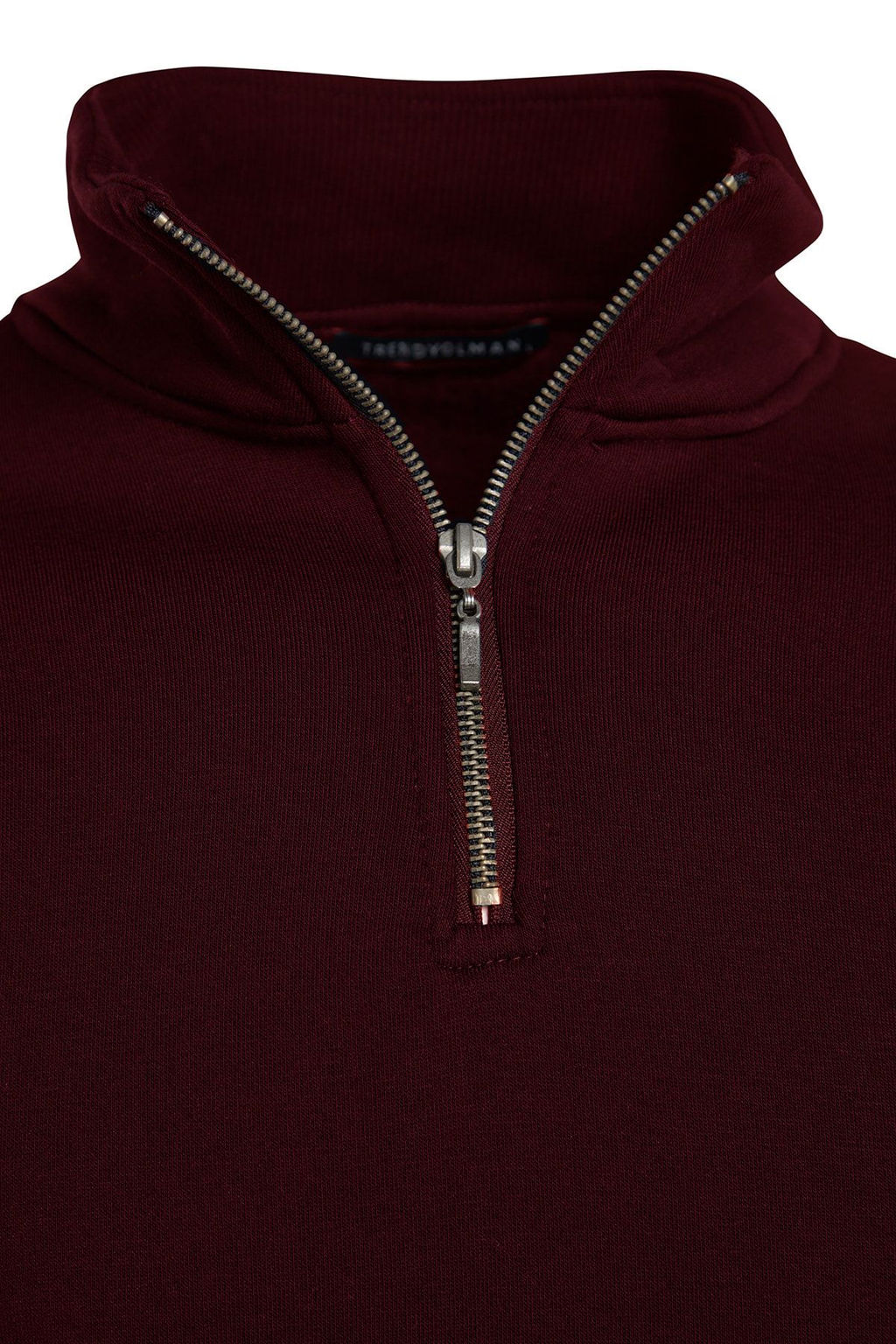 Bordo Regular/Normal Kesim Dik Yaka Fermuarl? Ici Polar/S?cak Tutan Basic Sweatshirt TMNAW24SW00041