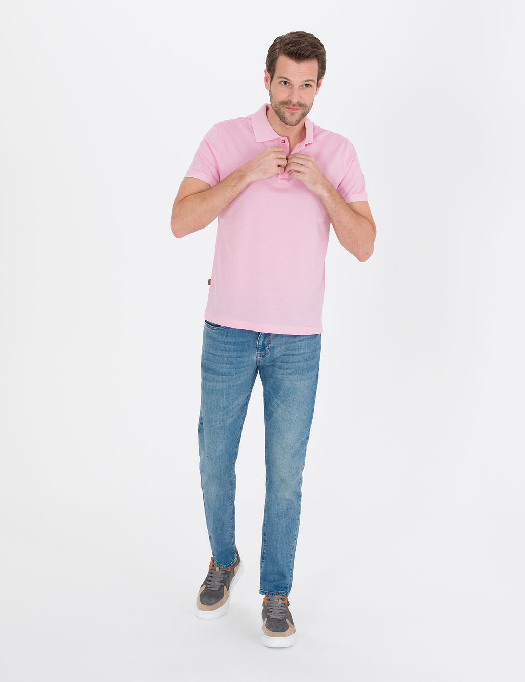 Pembe Slim Fit Polo Yaka Merserize Ti__rt