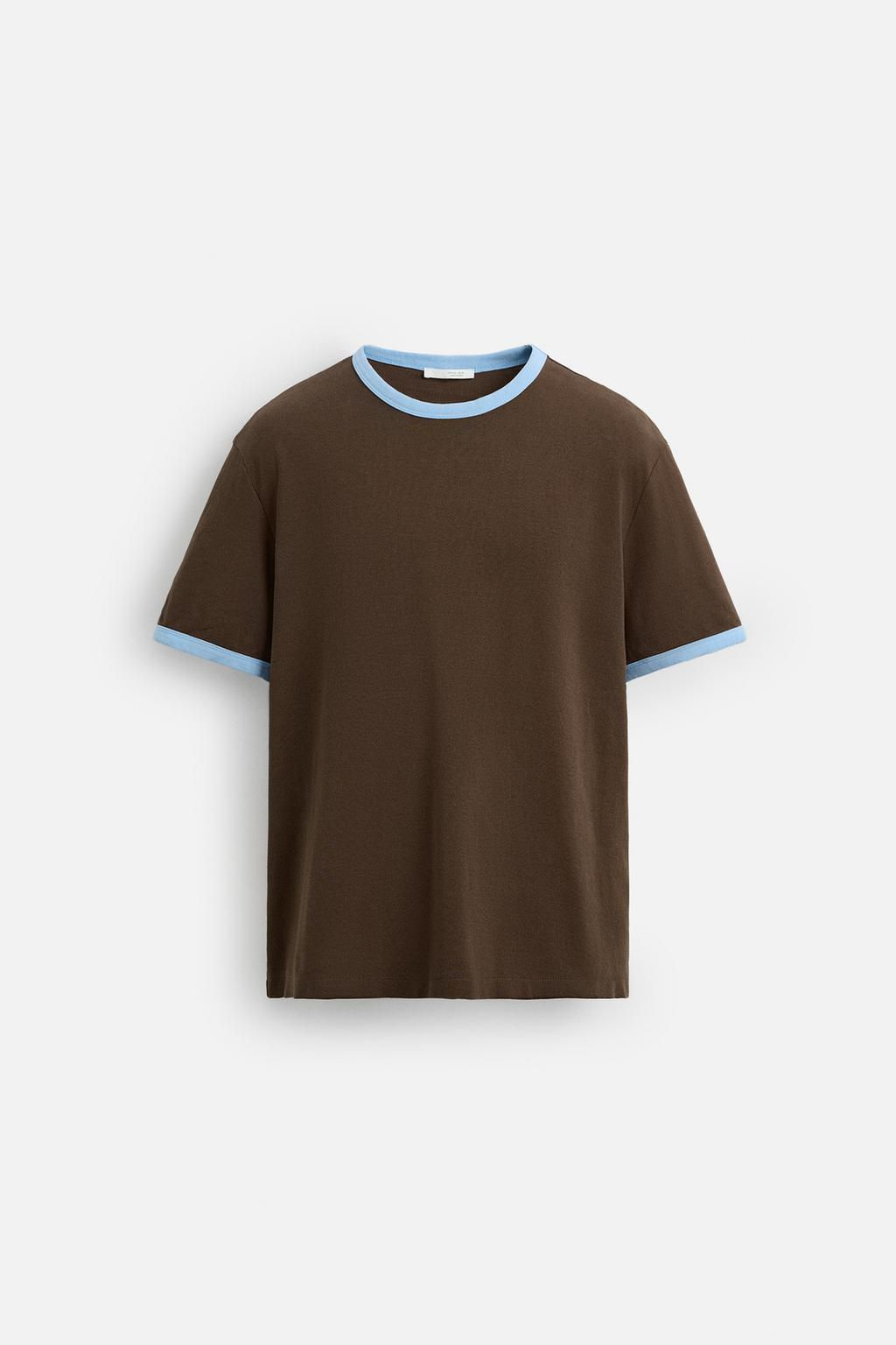 BASIC CONTRAST RIB T-SHIRT - Zara фото 8