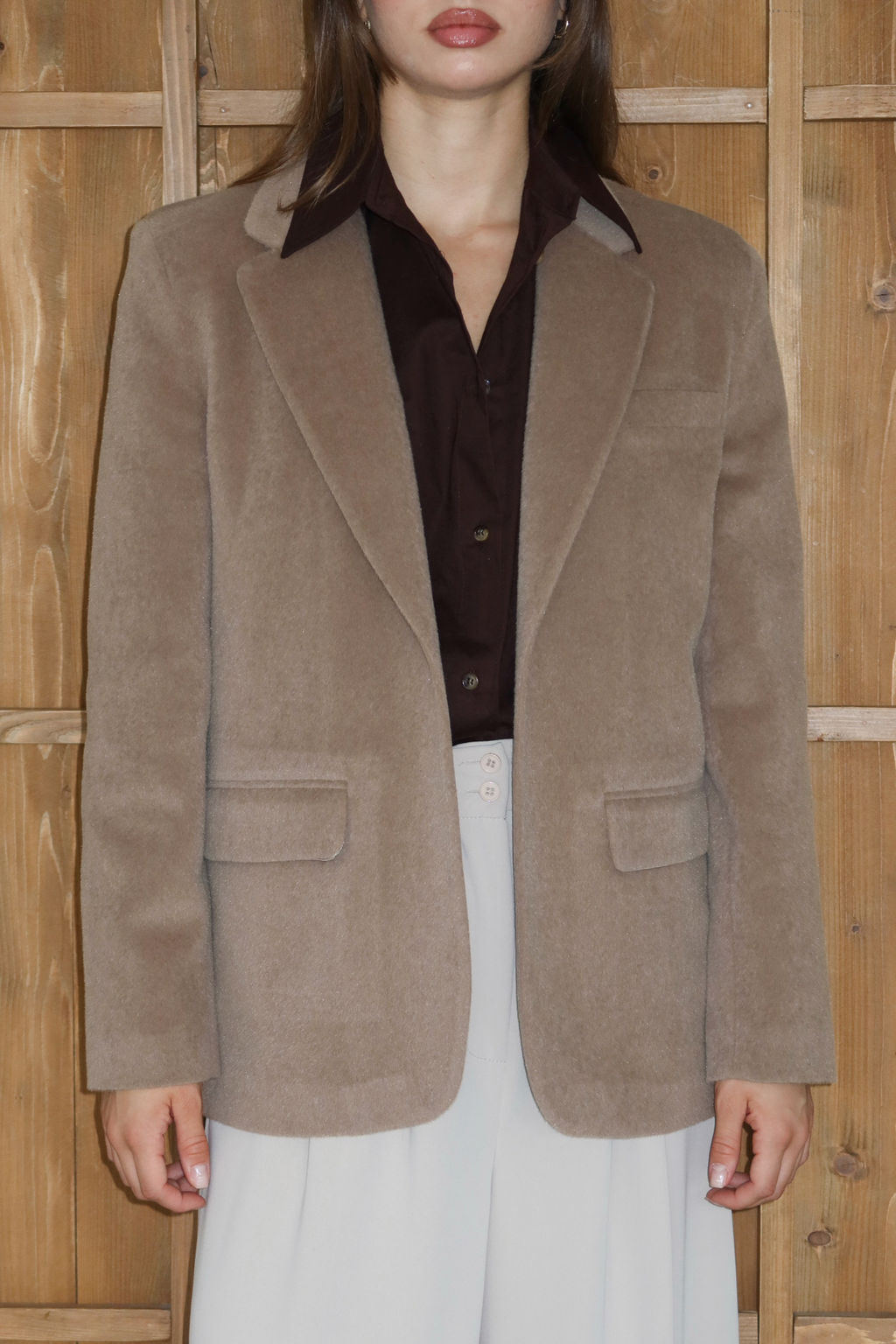 Vizon Kemerli Kase Regular/Normal Kal?p Blazer Blazer Ceket TWOAW26BC00041 - Trendyolmilla фото 4