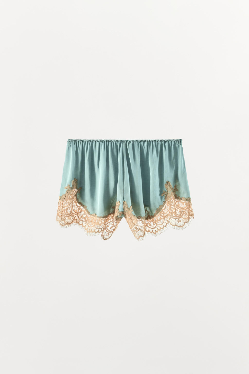 SHORTS SATINADO ENCAJE / Azul pato - Zara фото 7