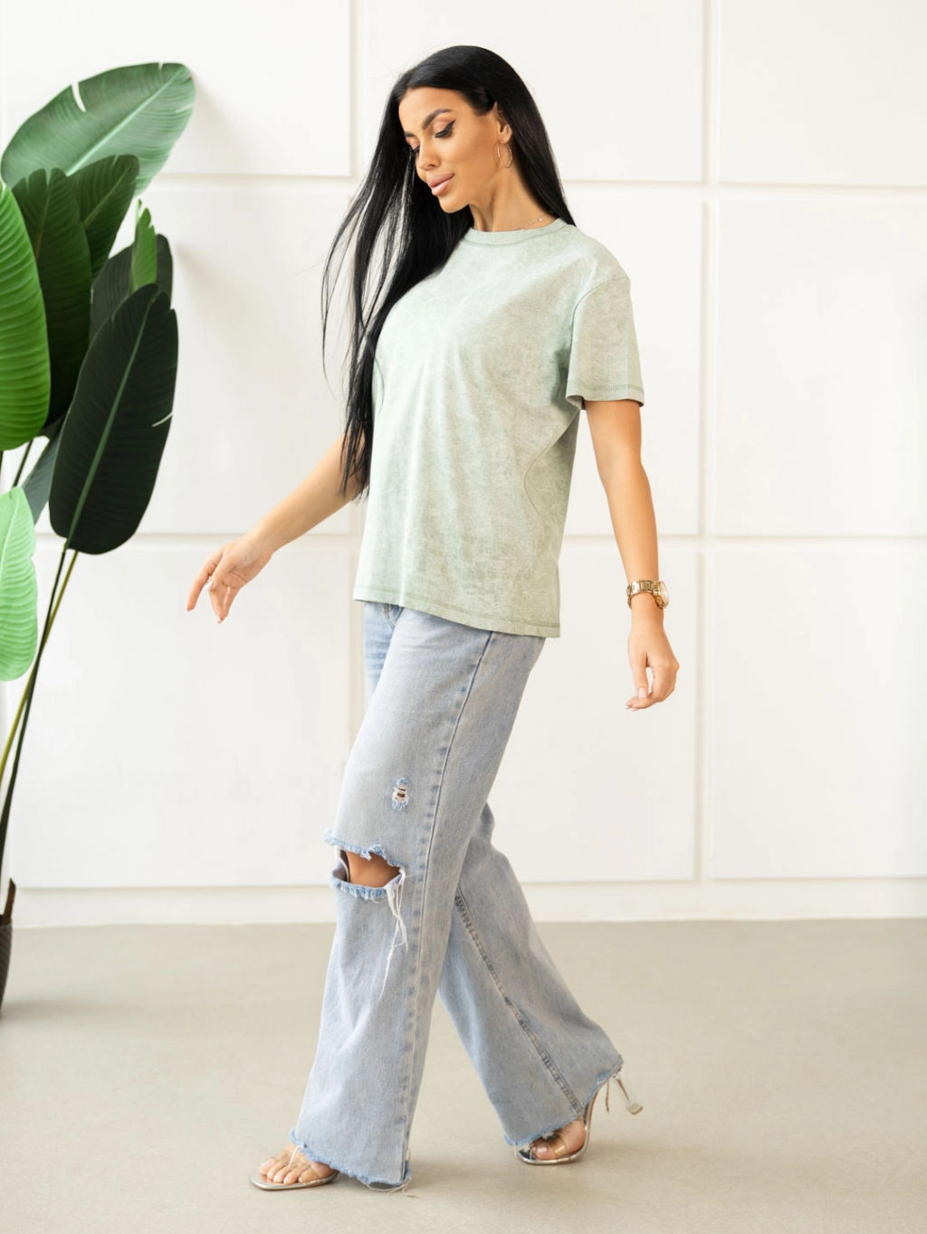 Футболка женская, цвет зеленый