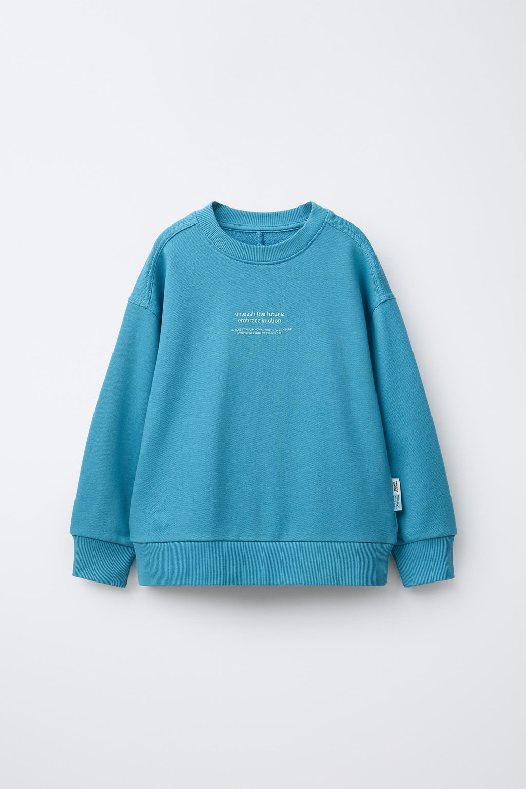PLAIN SWEATSHIRT WITH EMBOSSED SLOGAN