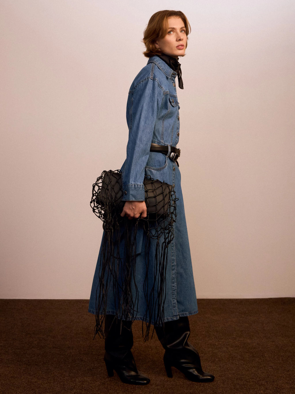 Джинсовое платье на пуговицах / Zarina  фото 4