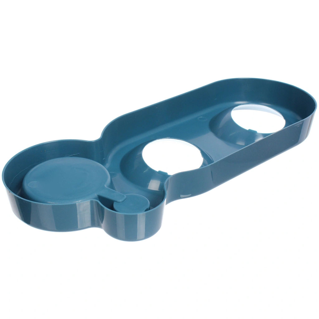 Миски пластиковые на подставке 2шт с дозатором под бутылку "МУРОЧКИН", цвет лазурный, 22*40*14*13см/250мл без бутылки