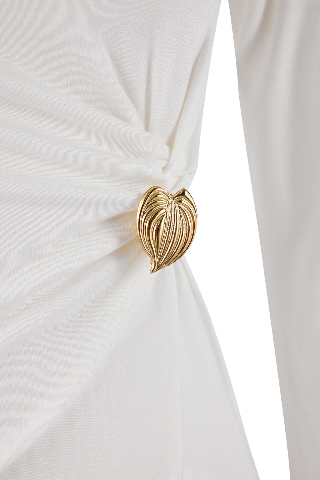 Ekru Fitted/Vucuda Oturan Kay?k Yaka Aksesuar Detayl? Yumusak Orme Bluz TWOSS26BZ00221