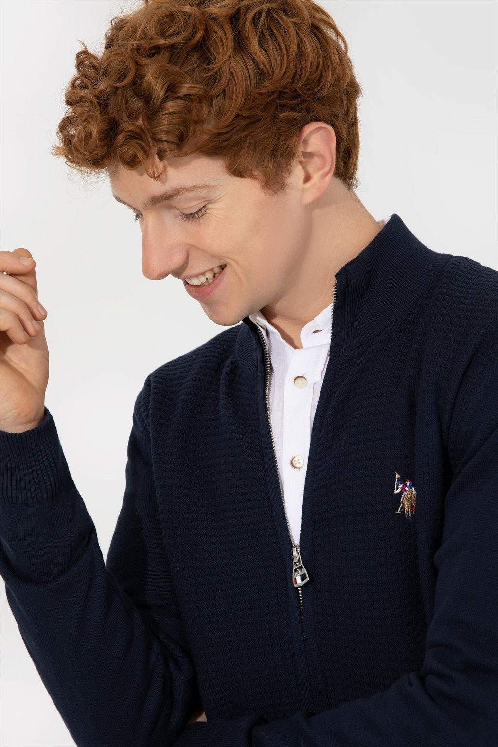 Мужской темно-синий трикотажный кардиган Basic - U.s. polo assn фото 8