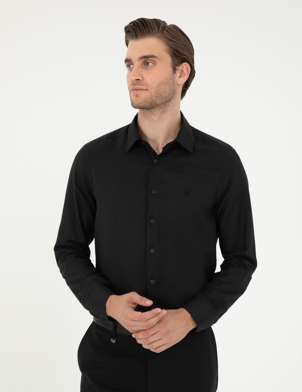 Siyah Slim Fit Arm_rl_ Uzun Kollu G_mlek