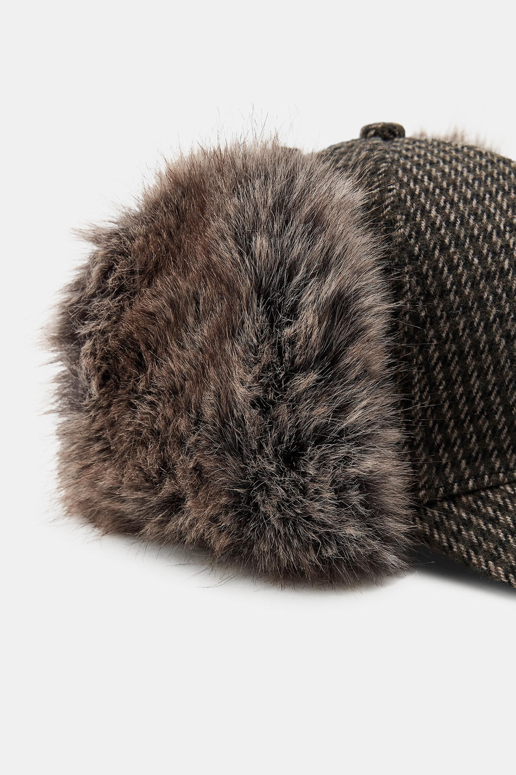 CHECK CAP WITH WOOL AND EAR MUFFS - Zara фото 8
