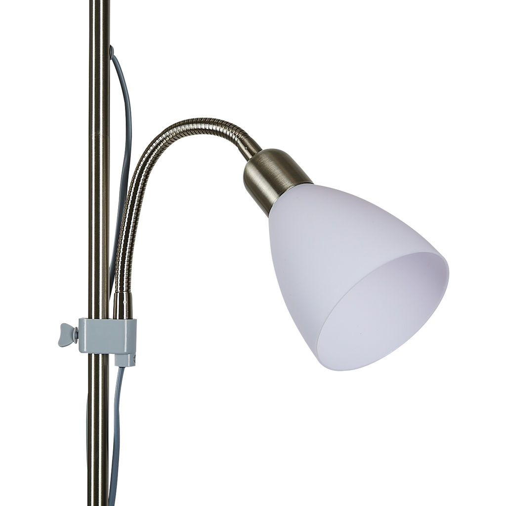 UML-T520 E27+E14 SILVER/WHITE Торшер напольный под лампу Е27 и Е14, 2х60W. Серебристый/Белый. ТМ Uniel