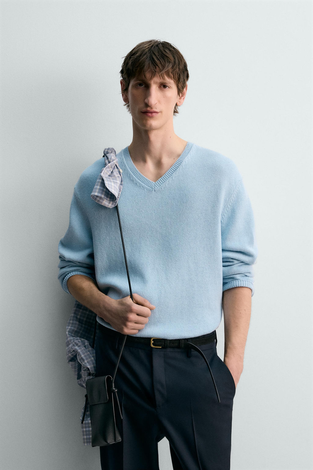 JERSEY CUELLO PICO ALGOD?N - LINO LIMITED EDITION / Azul claro - Zara фото 2