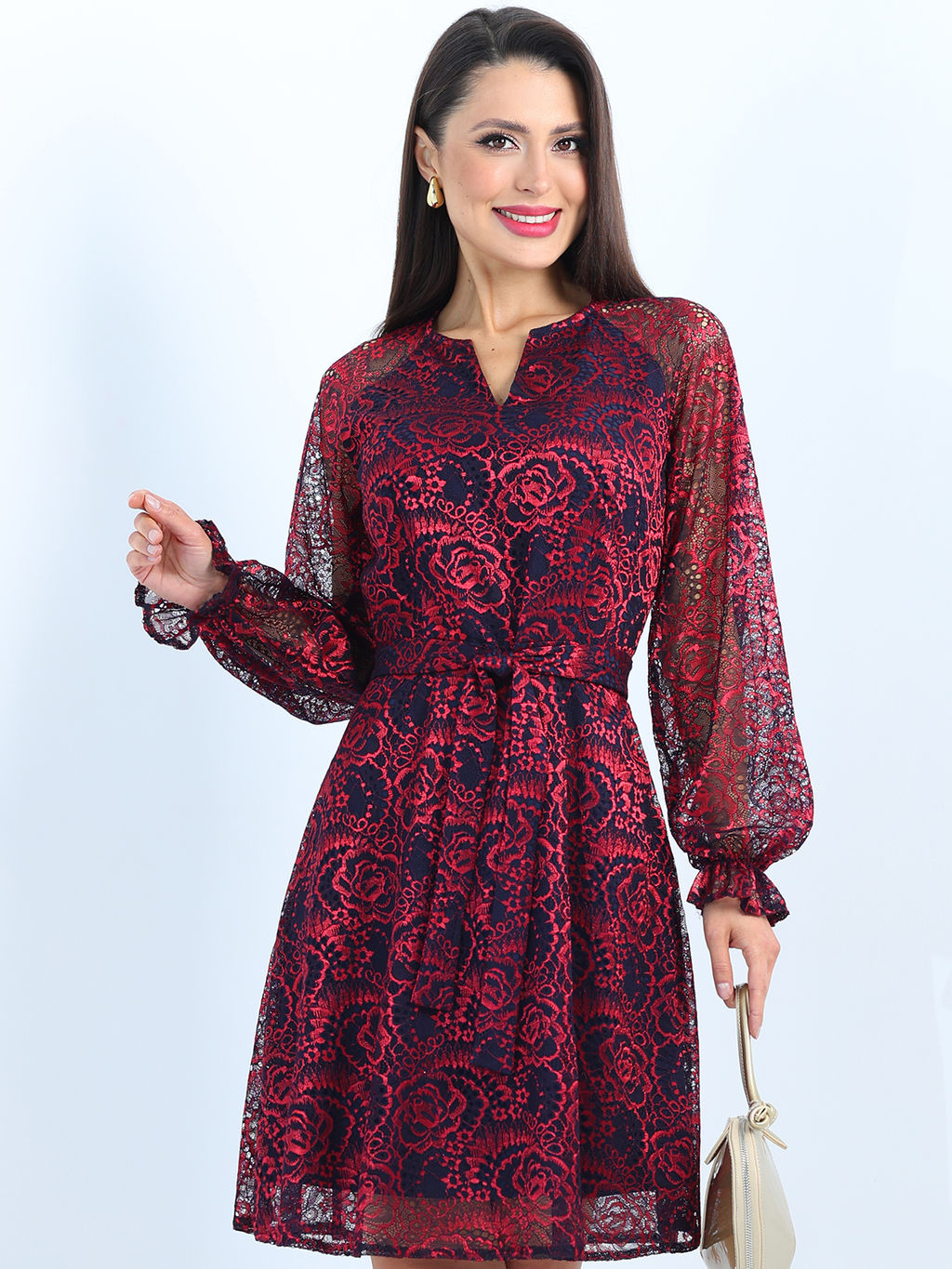 Платье из гипюра нарядное с поясом - Dstrend фото 12