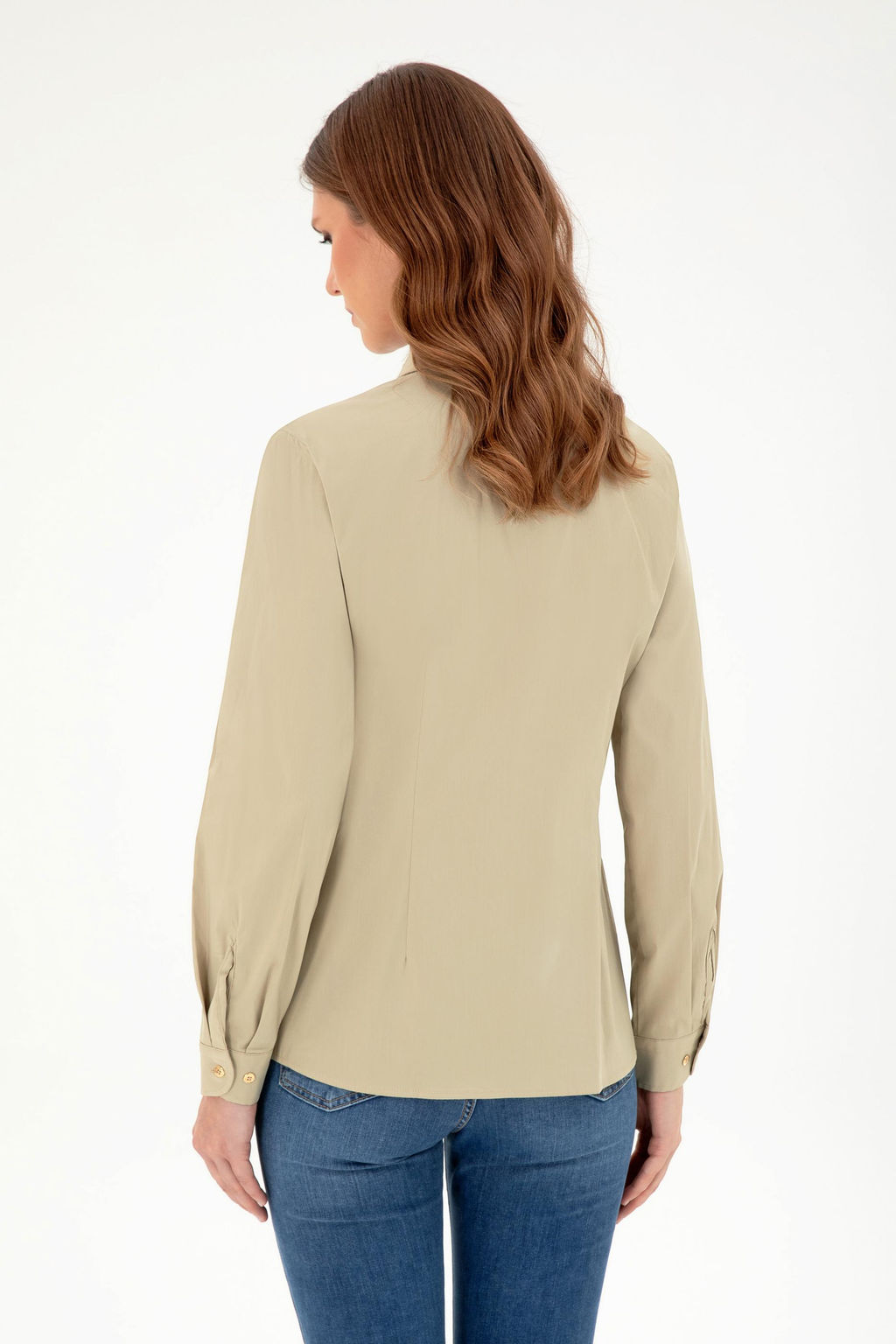 Женская базовая рубашка светло-хаки с длинным рукавом Неожиданная скидка в корзине - U.s. polo assn фото 5