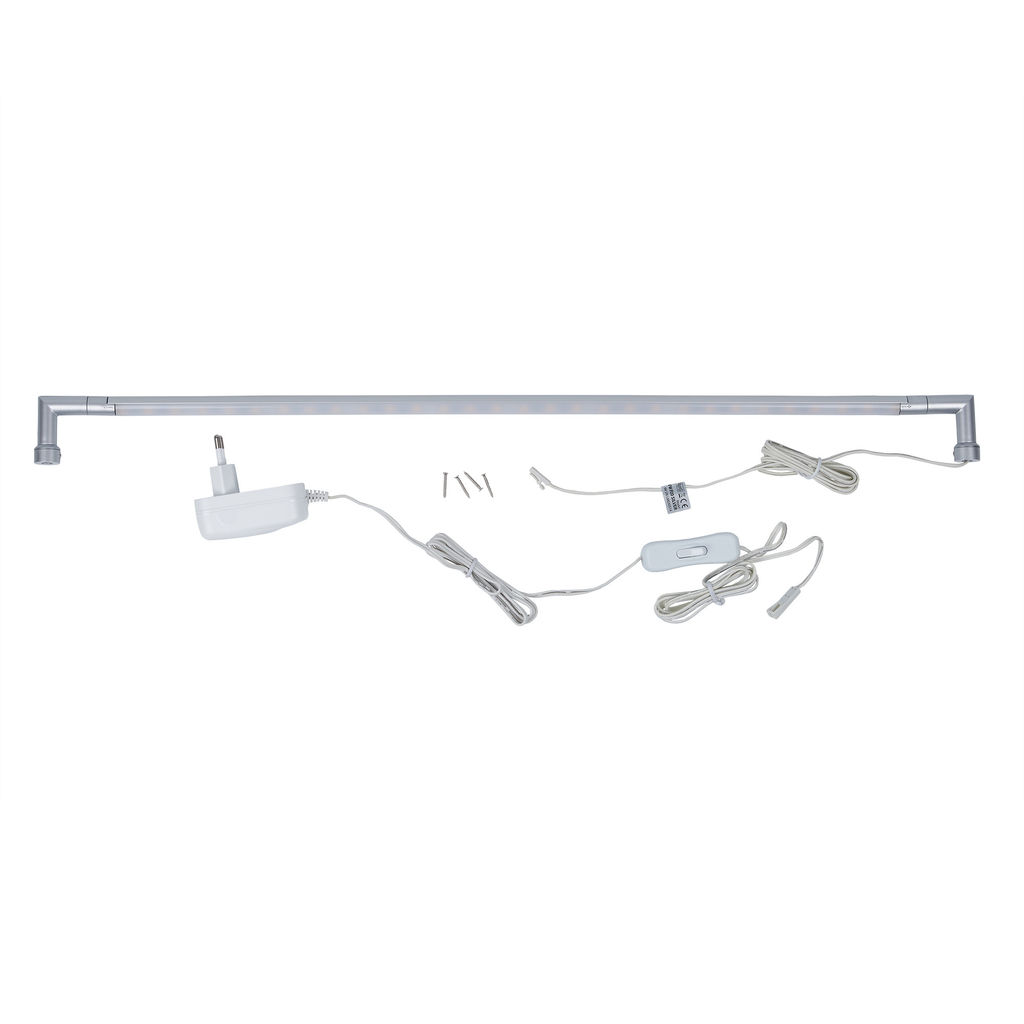 ULM-F31-9W/WW IP20 SILVER Светильник светодиодный поворотный для интерьерного освещения. В комплекте с адаптером. Длина 59 см. Материал корпуса алюминий, цвет серебро. Теплый белый свет. Упаковка-картонная коробка.