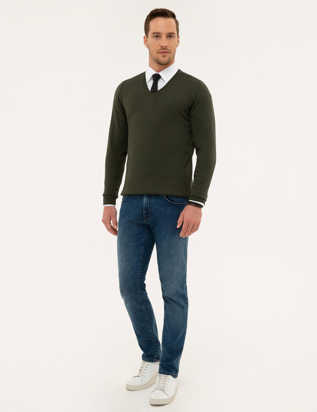 Ye_il Slim Fit V Yaka Basic Triko Kazak - Pierre cardin фото 5