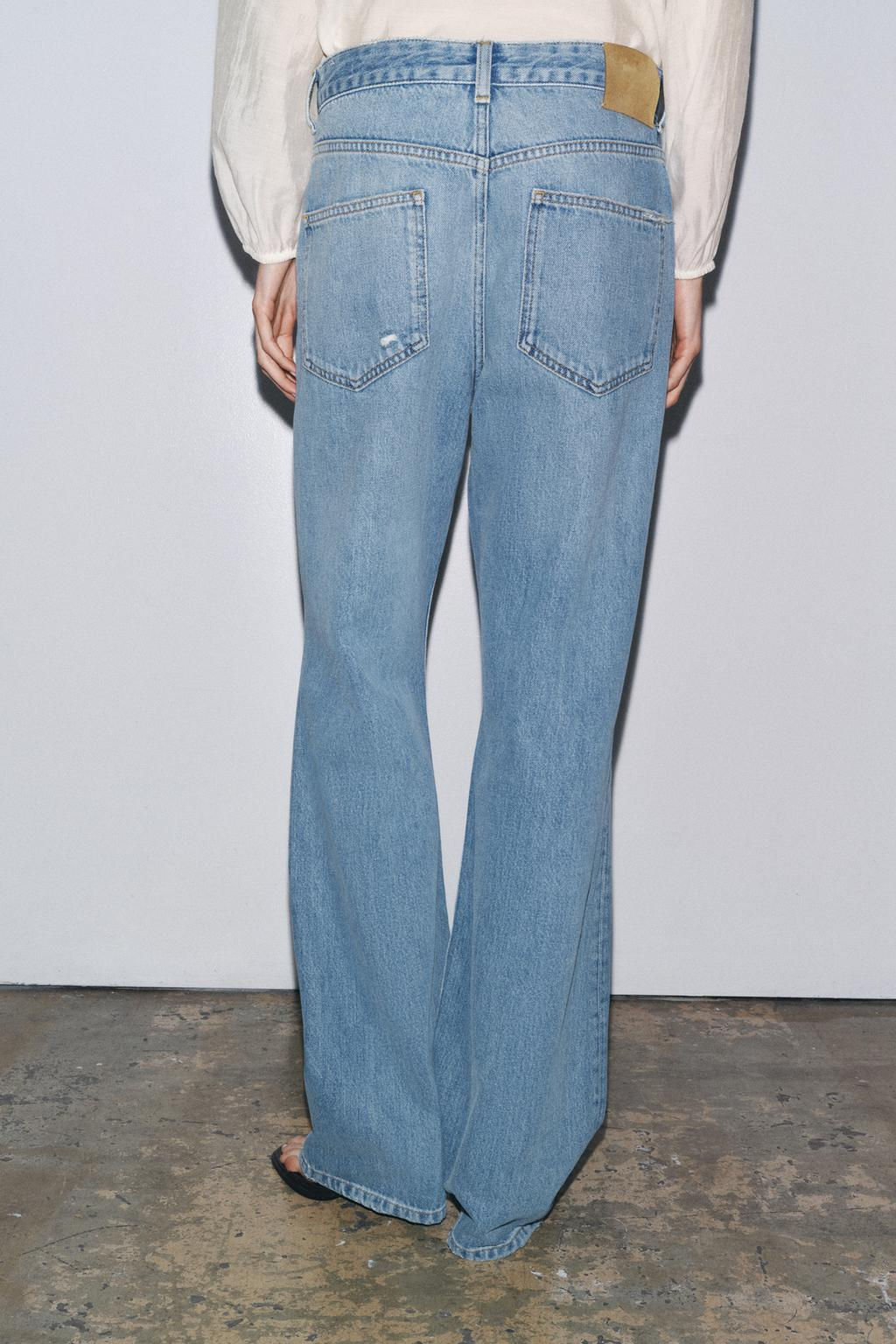 ZW COLLECTION RIPPED MID-WAIST STRAIGHT-LEG JEANS - Zara фото 3