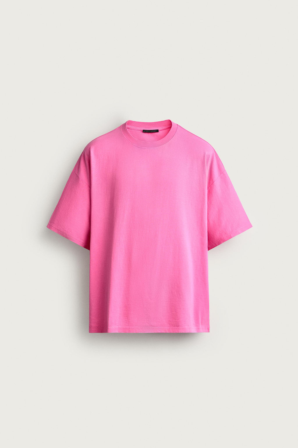 CAMISETA LAVADA RELAXED FIT B?SICA / Fucsia Oscuro - Zara фото 7