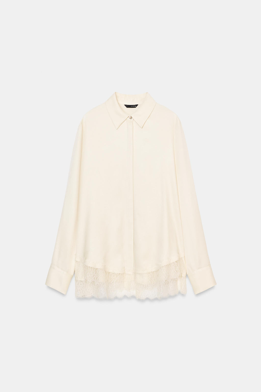 CAMISA SATINADA ENCAJE / Crudo - Zara фото 6