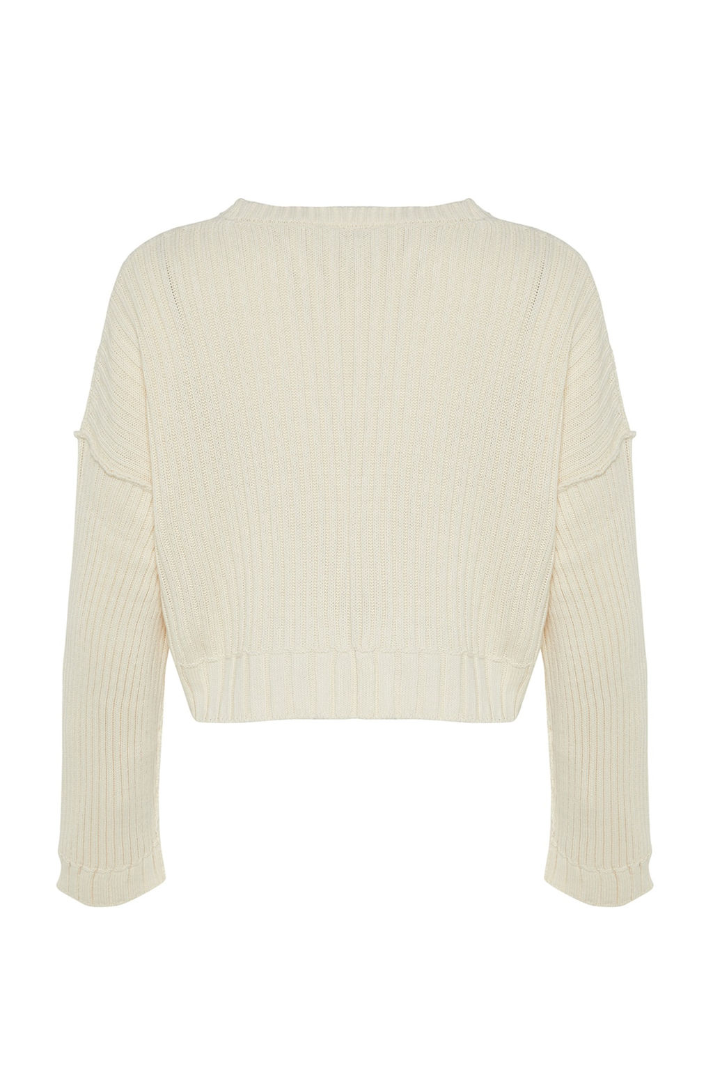 Ekru Super Crop Basic Triko Kazak TWOAW24KZ00275 - Trendyolmilla фото 8