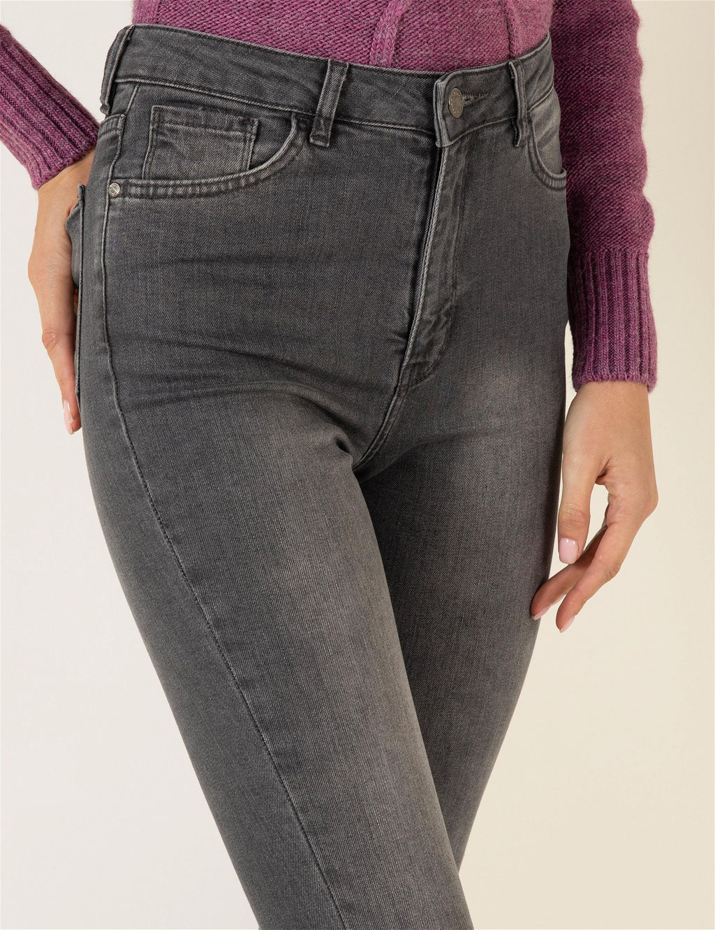 Koyu Gri Skinny Fit Jean Pantolon
