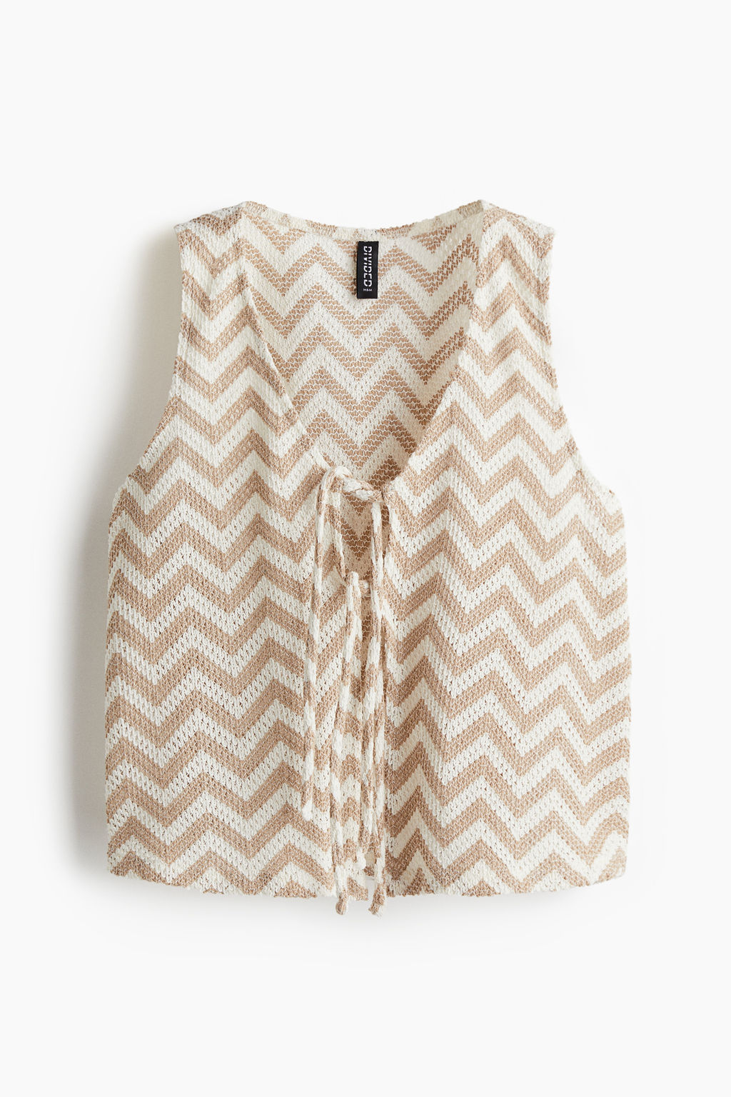Chaleco en punto jacquard con lazada