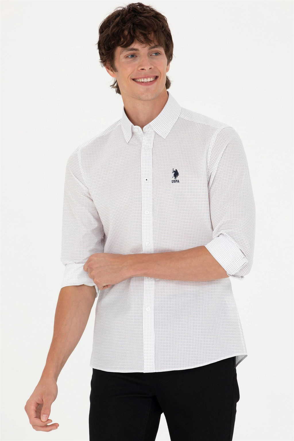U. S. Polo Assn Мужская темно-синяя рубашка с длинным рукавом - U.s. polo assn фото 4