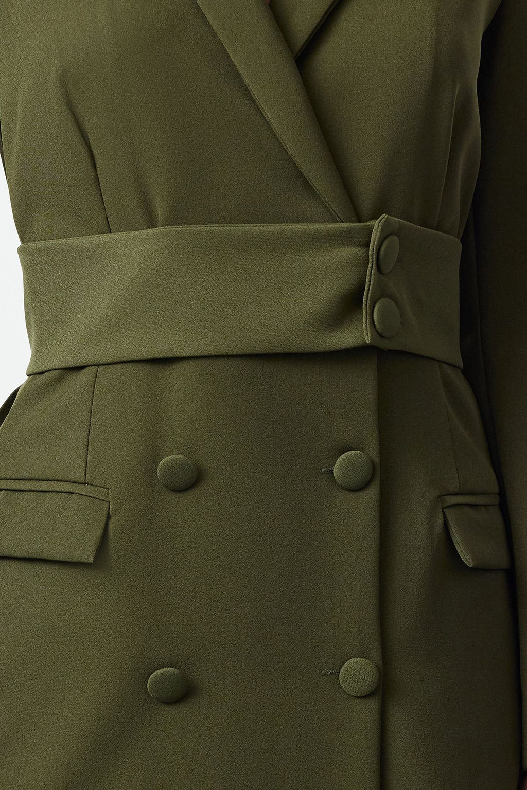 Trendyolmilla K?rm?z? Kemerli Dugme Detayl? Mini Ceket Dokuma Elbise TWOAW24EL00497  фото 3