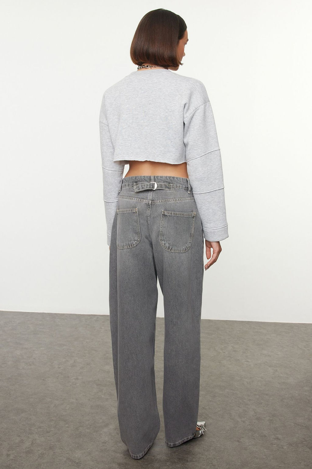 Gri Bel Tokal? Yuksek Bel Barrel Baggy Jeans TWOAW25JE00240 - Trendyolmilla фото 5