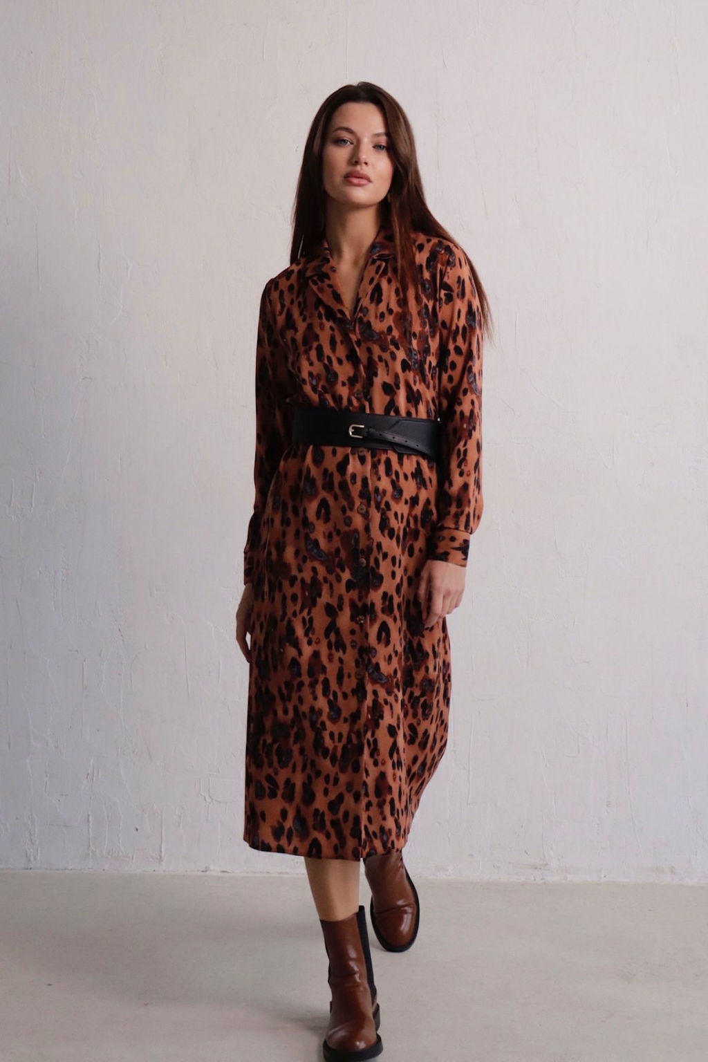 Платье-рубашка с английским воротником принт - Martichelli фото 259