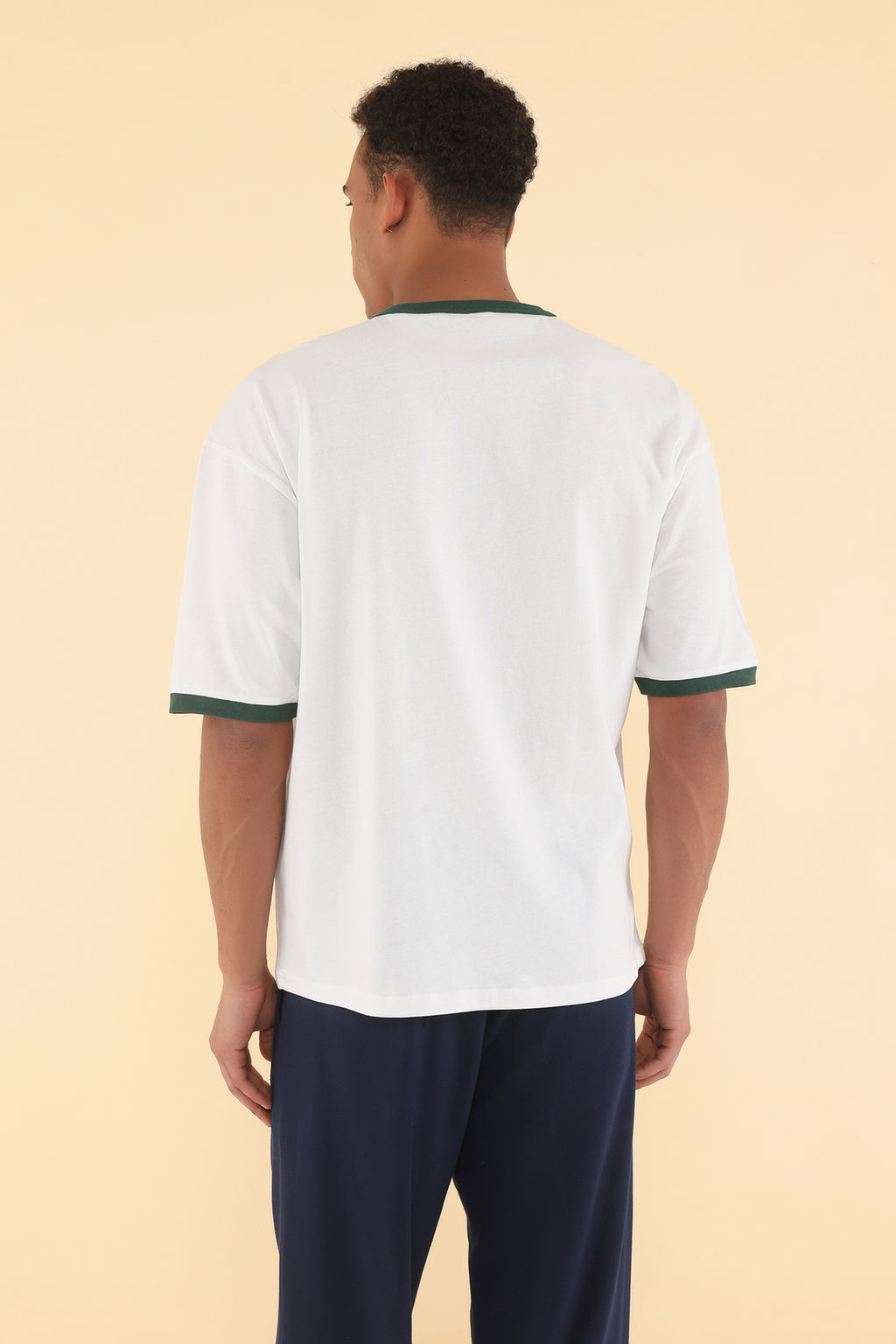 TRENDYOL MAN Unisex Saks Oversize/Genis Kesim Kollar? Seritli %100 Pamuklu T-Shirt TMNSS25TS00099 - Trendyolmilla фото 5