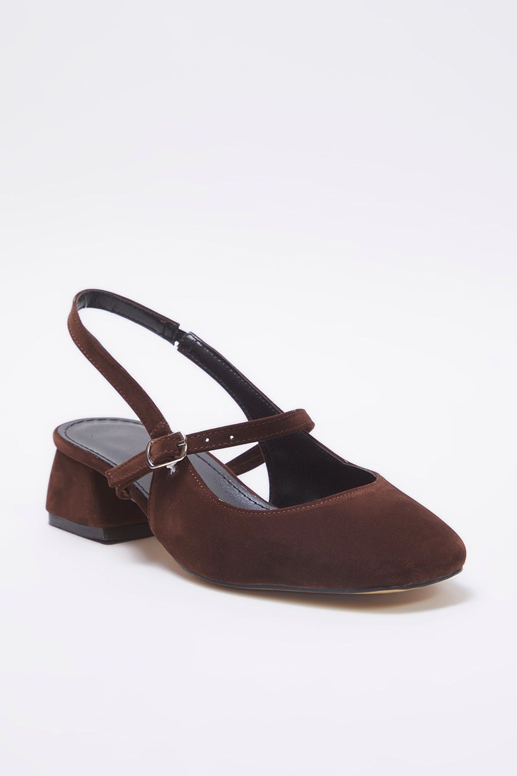 Trendyol Shoes Koyu Kahverengi Suet Mary Jane Blok Topuklu Sandalet TAKSS25TO00075 - Trendyolmilla фото 9