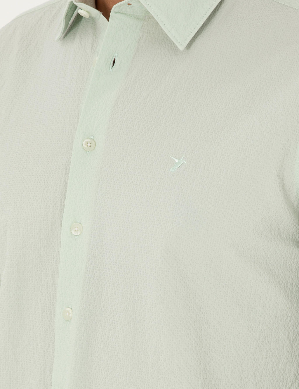 Мятная приталенная рубашка с длинным рукавом - Cacharel фото 7