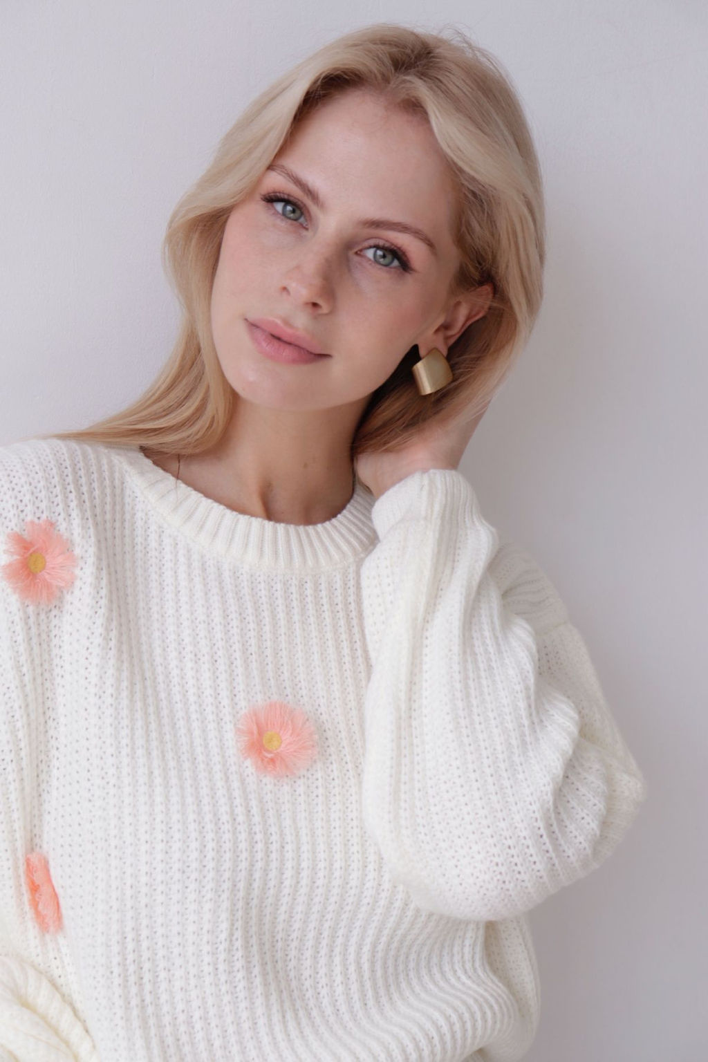 9837 Джемпер белый с цветами - Martichelli фото 12