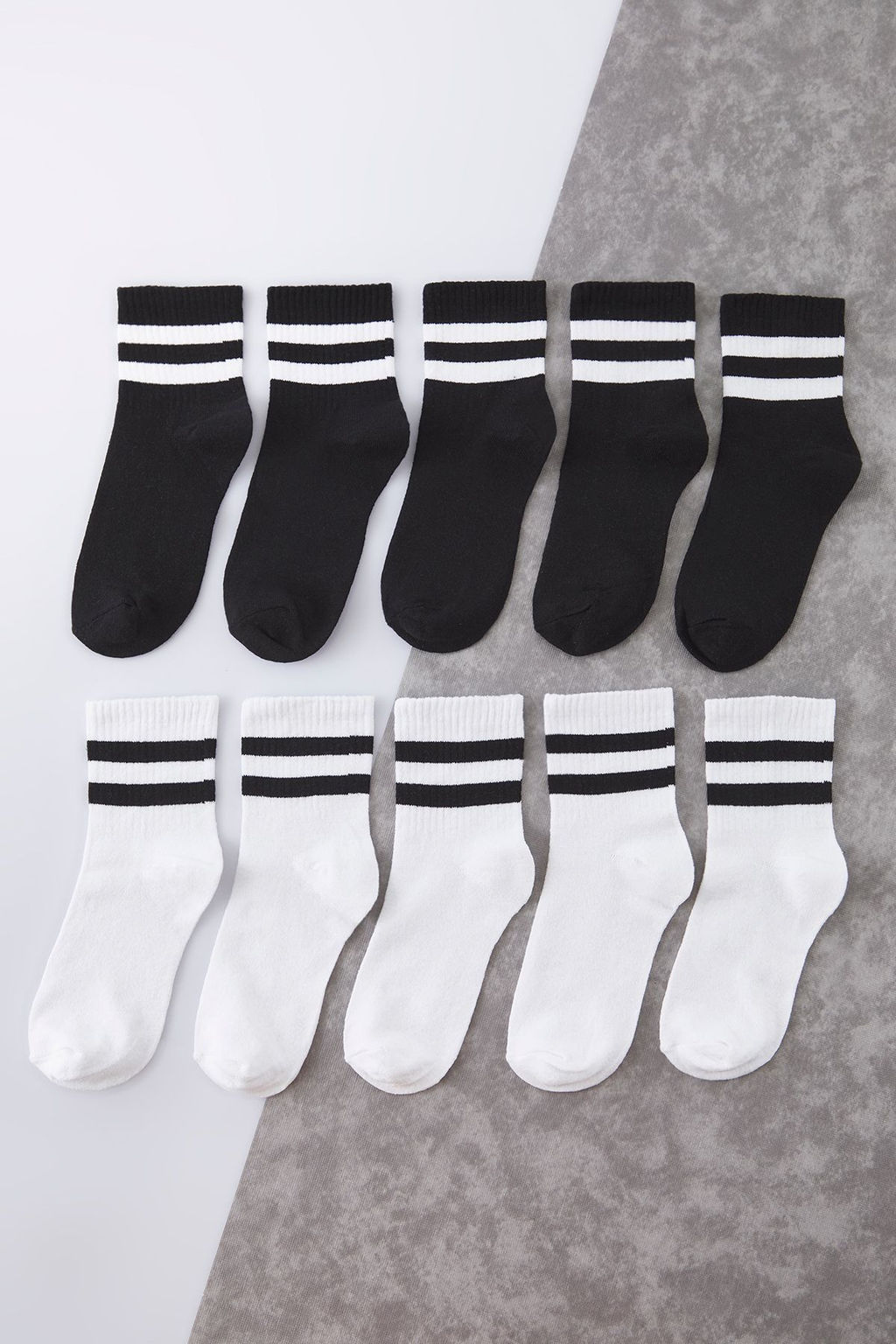 TRENDYOL MAN Beyaz Unisex 10lu Cizgili Pamuklu Kolej/Tenis Boy Nefes Alan Yazl?k Corap TMNSS25CO00019 - Trendyolmilla фото 3