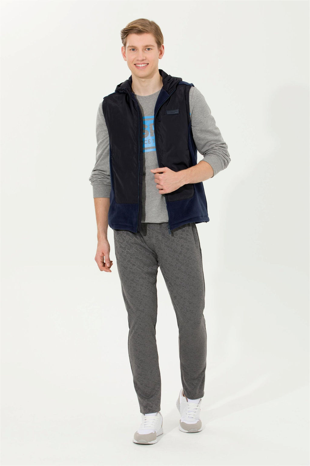 U. S. Polo Assn Мужской темно-синий вязаный кардиган с капюшоном - U.s. polo assn фото 10