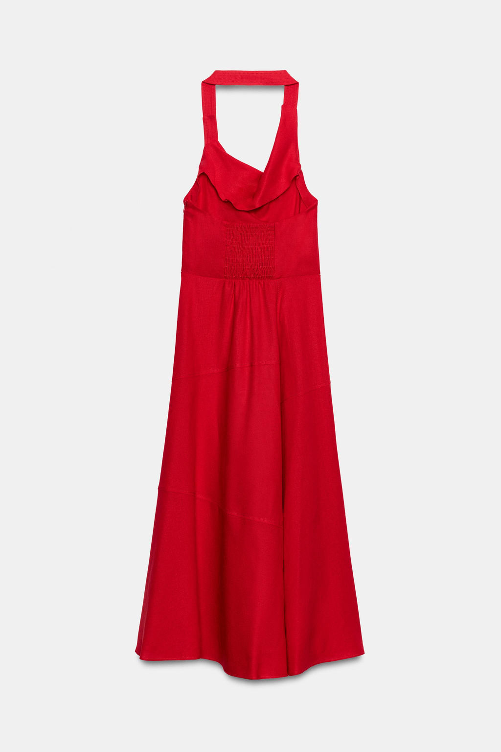 VESTIDO MIDI HALTER CON LINO / Rojo - Zara фото 8