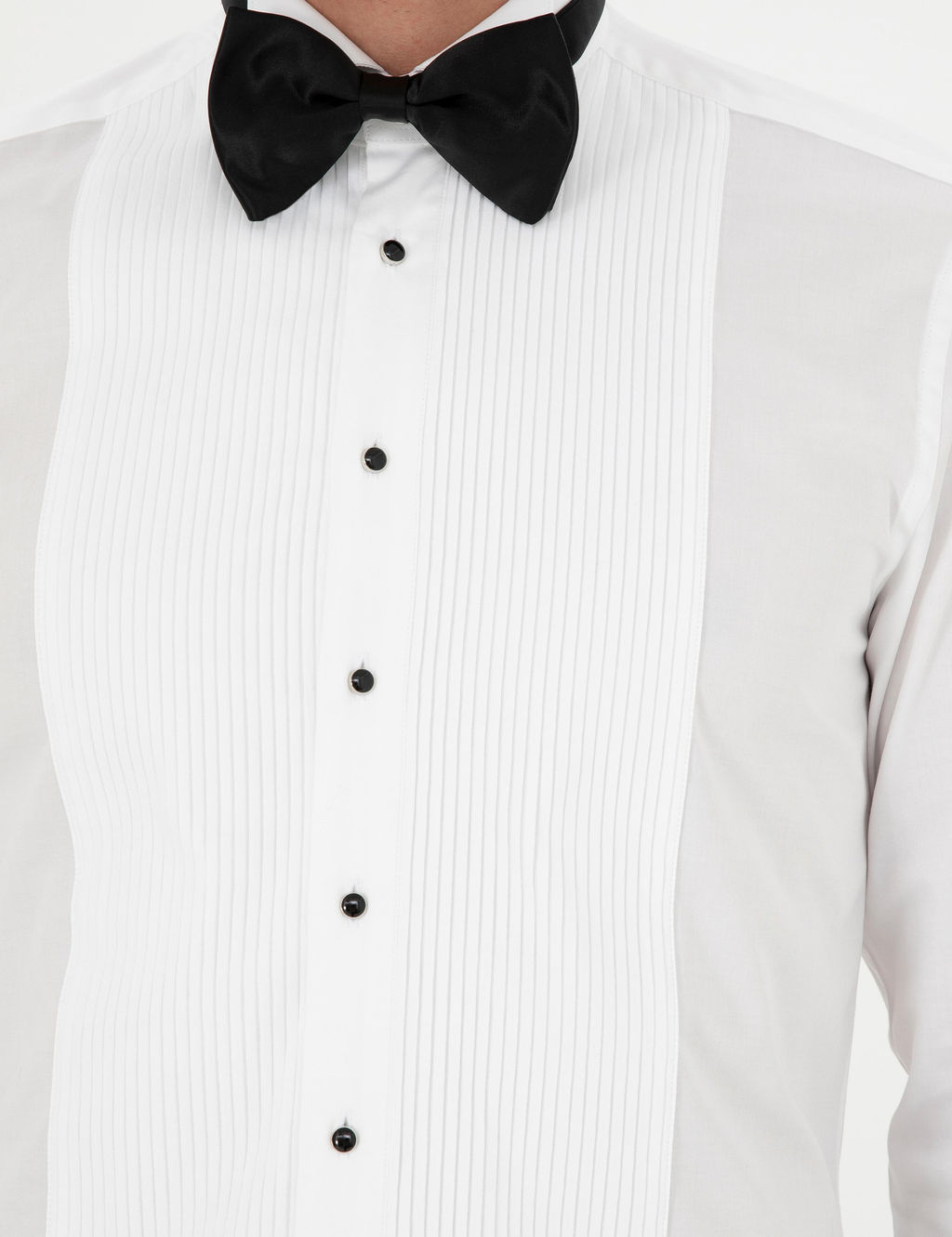 Beyaz Slim Fit Man_etli Pamuk Kar___ml_ Smokin G_mlek