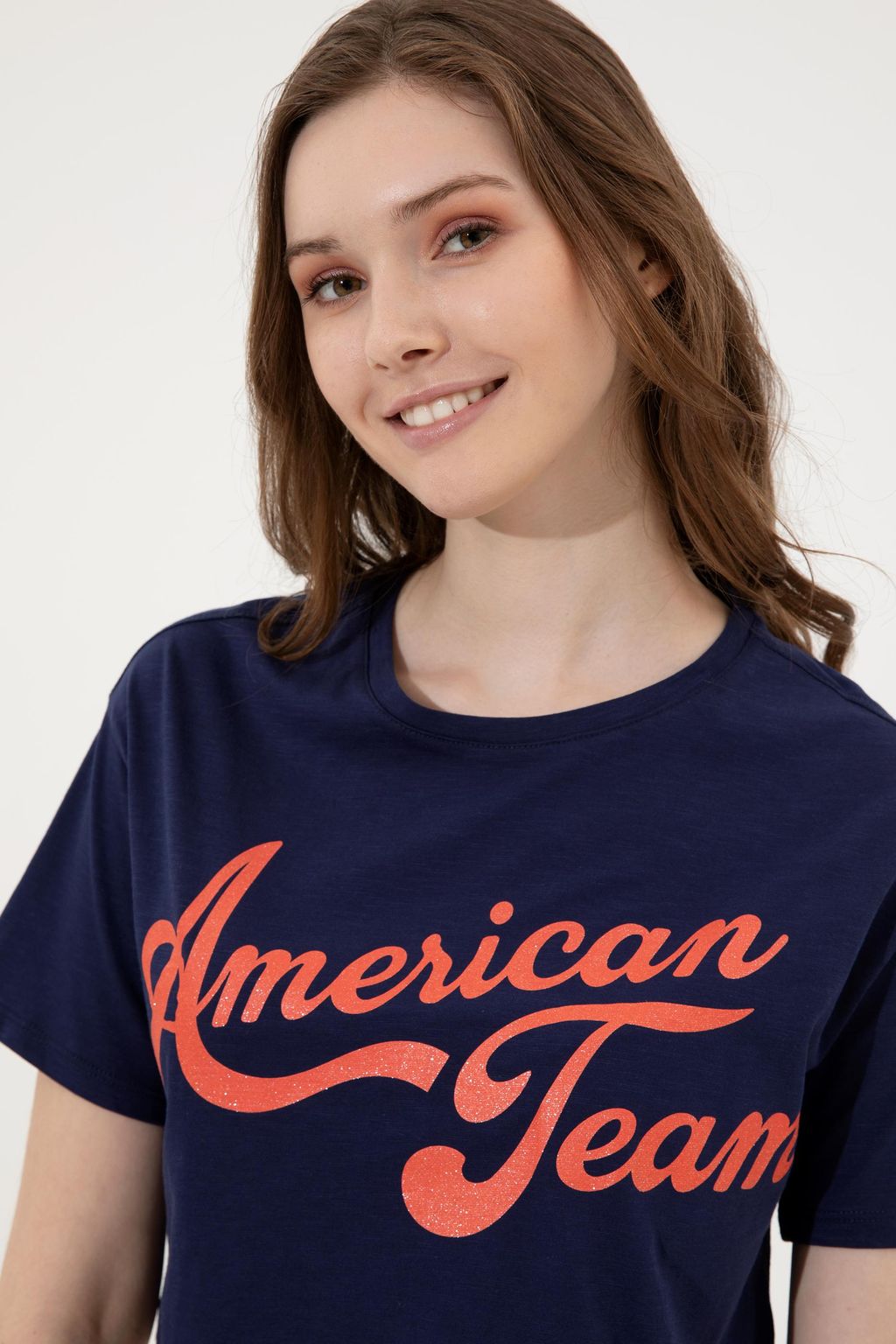 U. S. Polo Assn Женская темно-синяя укороченная футболка с круглым вырезом - U.s. polo assn фото 2