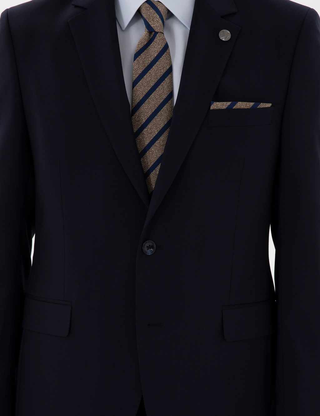 Lacivert Slim Fit Y_n Tak_m Elbise