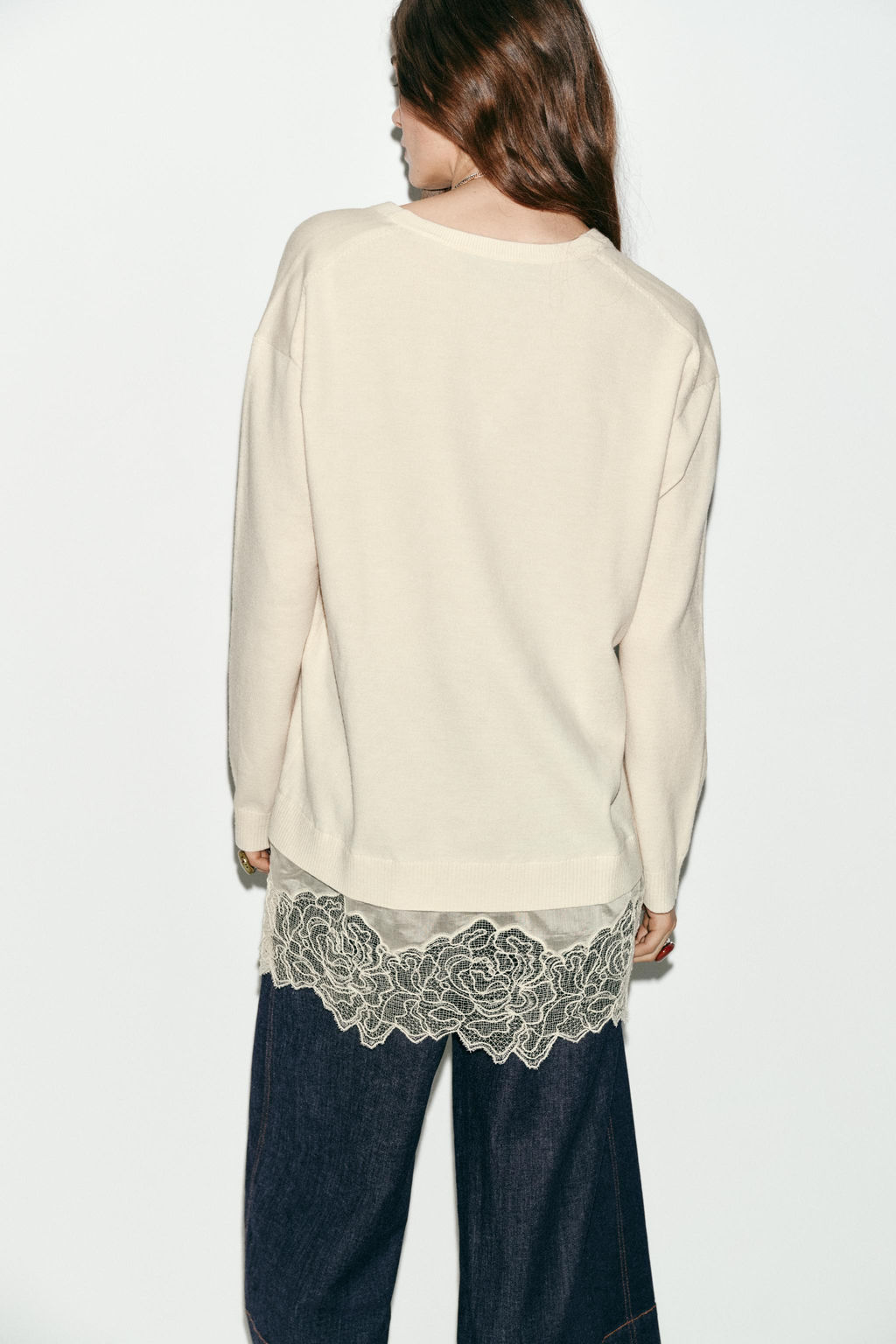 LONG KNIT JUMPER WITH LACE DETAIL - Zara фото 13