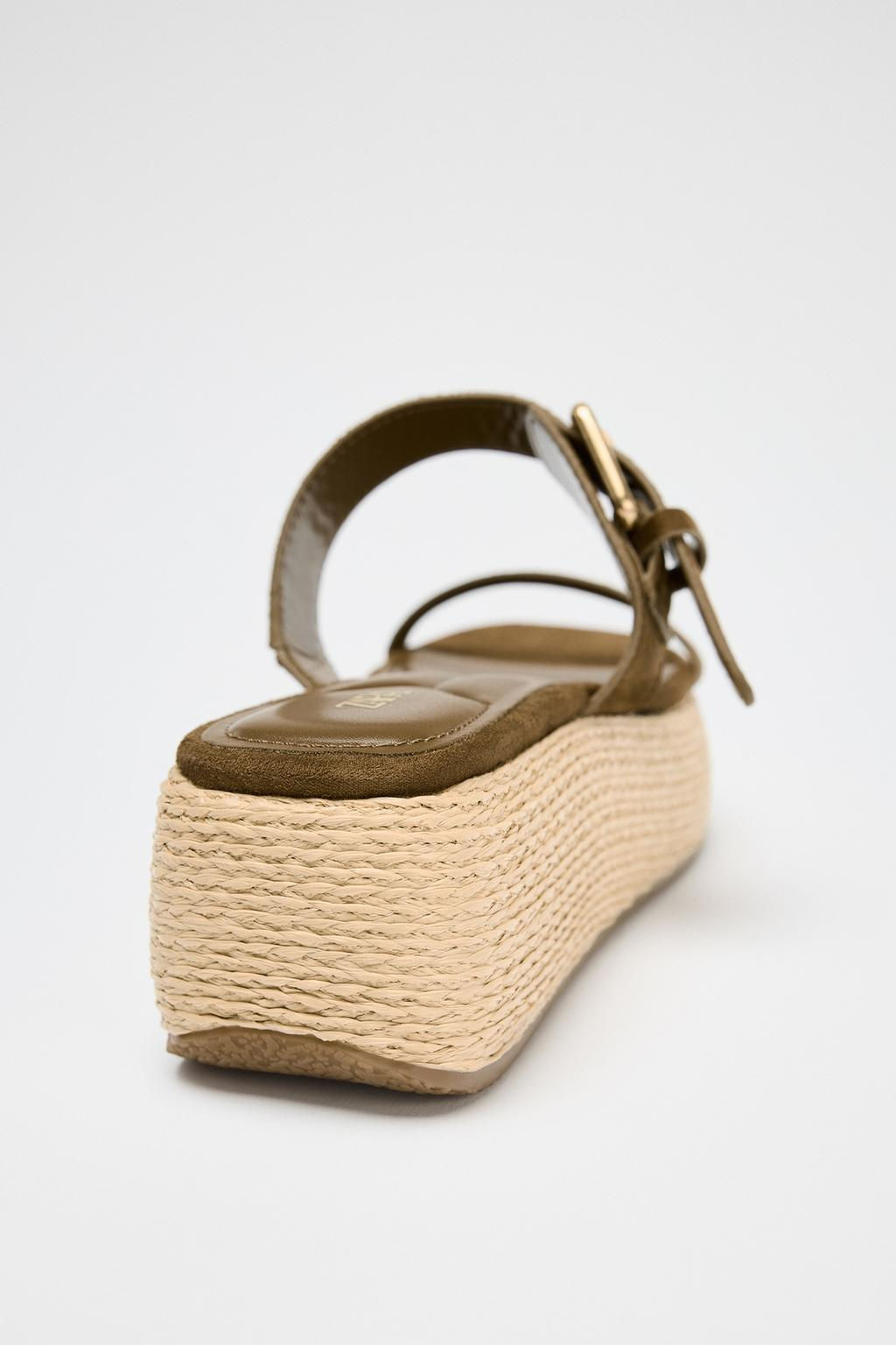 STRAPPY RAFFIA-EFFECT PLATFORM SANDALS - Zara фото 4