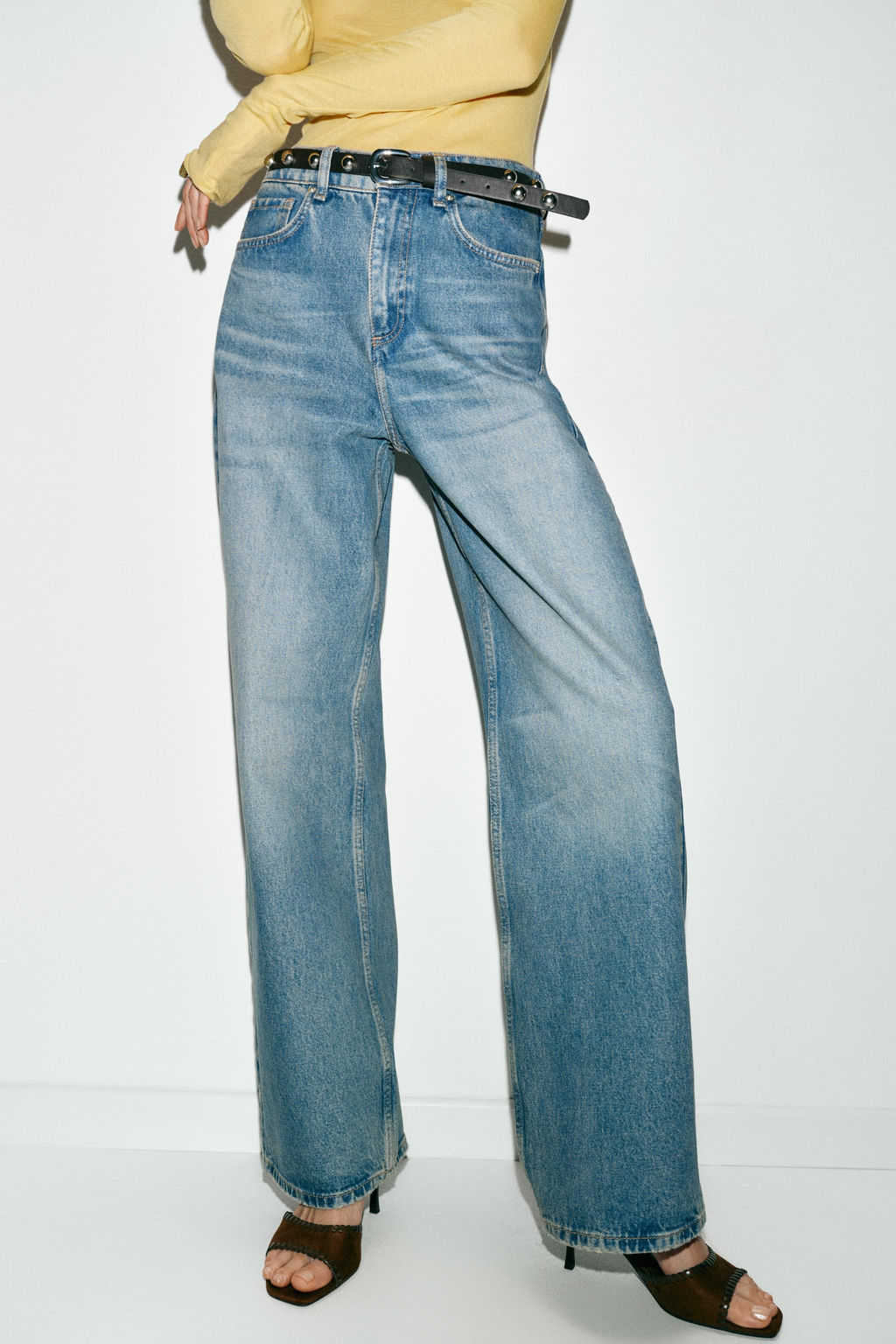 JEANS Z1975 STRAIGHT TAPERED TIRO ALTO CINTUR?N / Azul claro - Zara фото 3