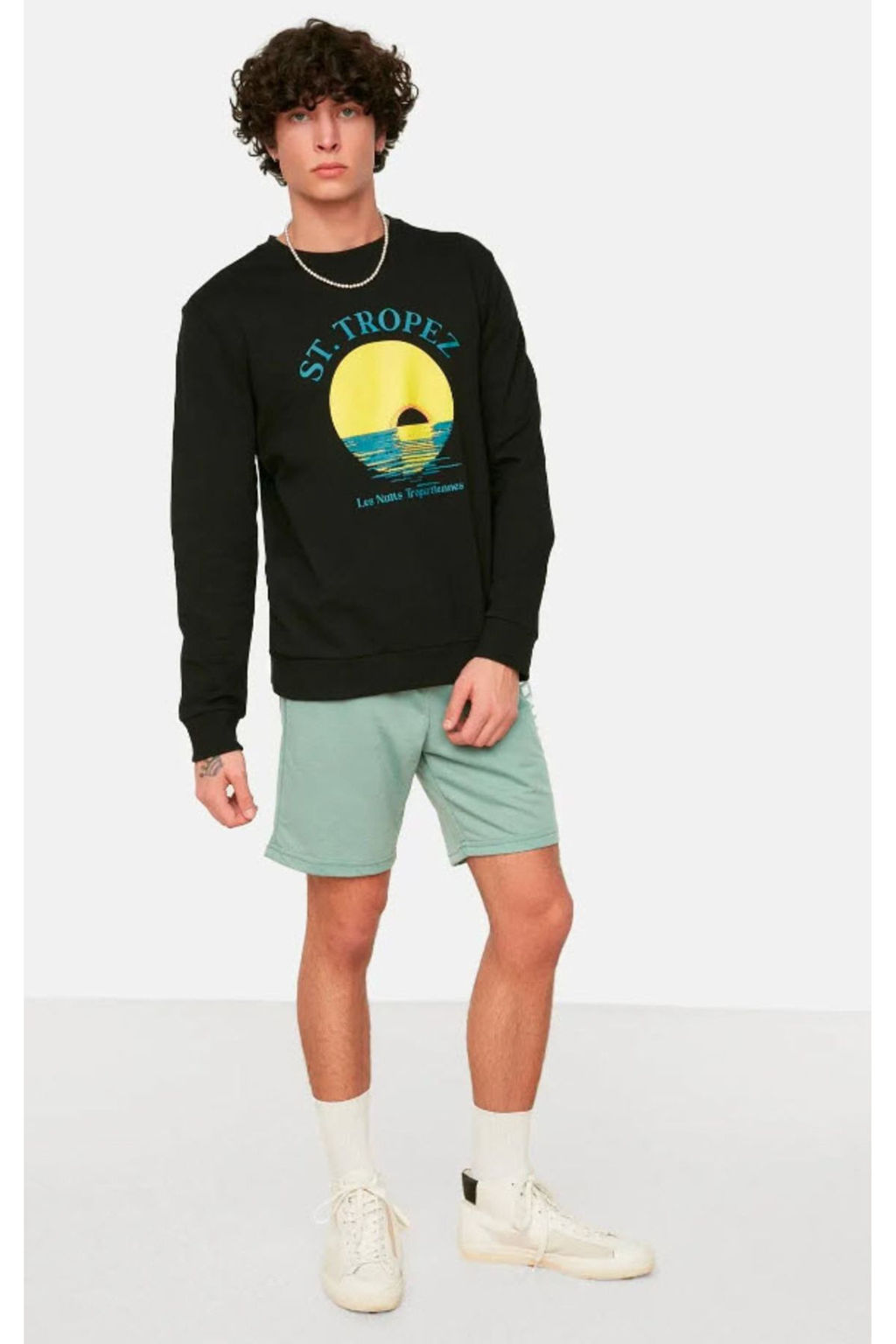 TRENDYOL MAN Mint Regular/Normal Kesim Orta Boy Geometrik Bask?l? Sort TMNSS21SR0137 - Trendyolmilla фото 3