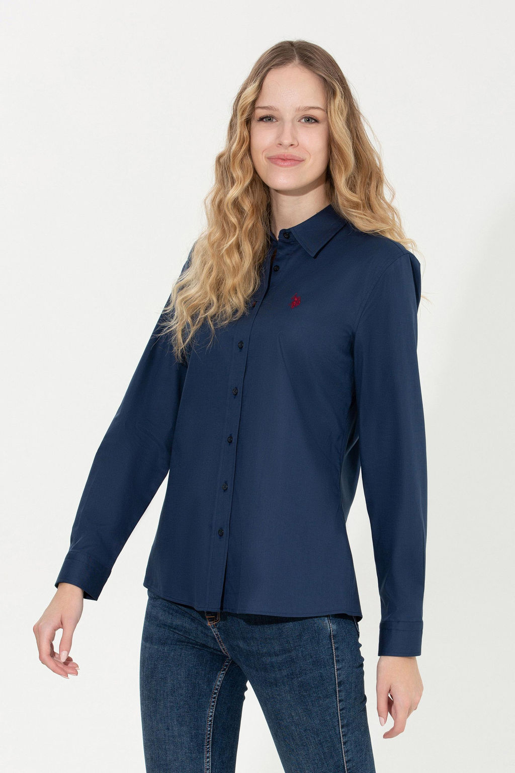U. S. Polo Assn Женская базовая рубашка темно-синего цвета с длинным рукавом - U.s. polo assn фото 4