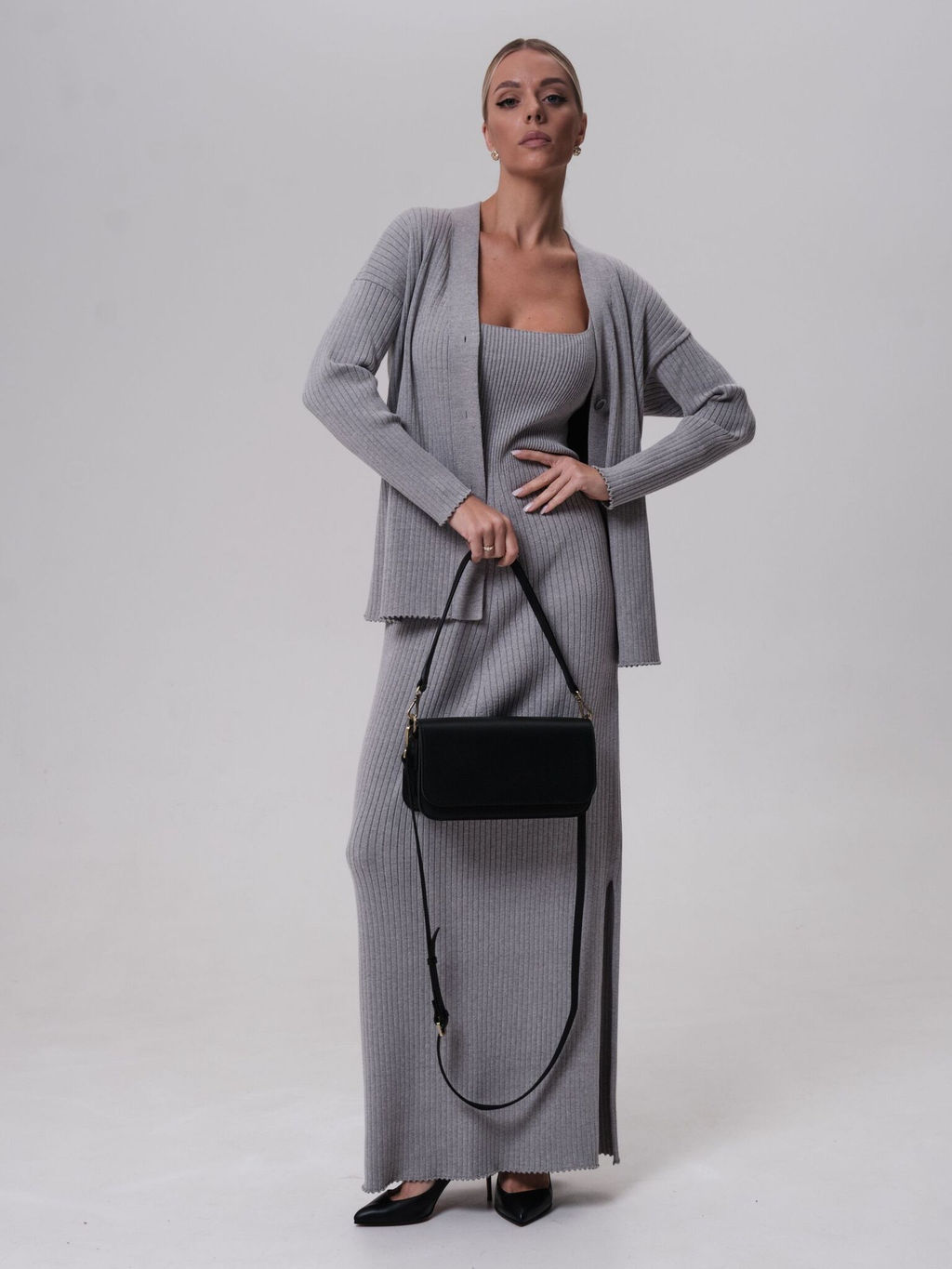 Сумка кожаная багет Deboro 30138 черный