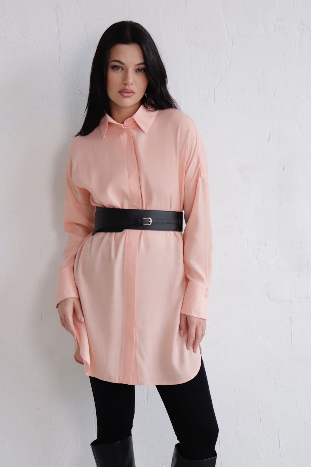 Базовая удлинённая рубашка свободного силуэта - Martichelli фото 121