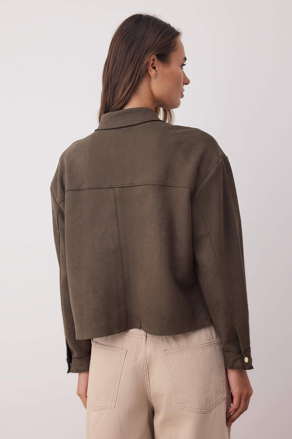 Kahverengi Gold Dugme Detayl? Suet Gomlek Ceket TWOAW26CE00016 - Trendyolmilla фото 8