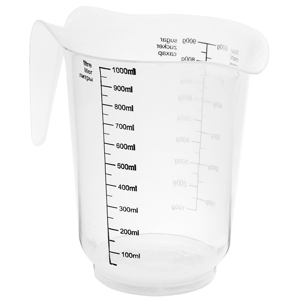 Plast Team Кувшин мерный пластмассовый 1л, 15,5х12х15см, со шкалой, носиком и ручкой, прозрачный (Россия) - Домашняя Мода фото 3