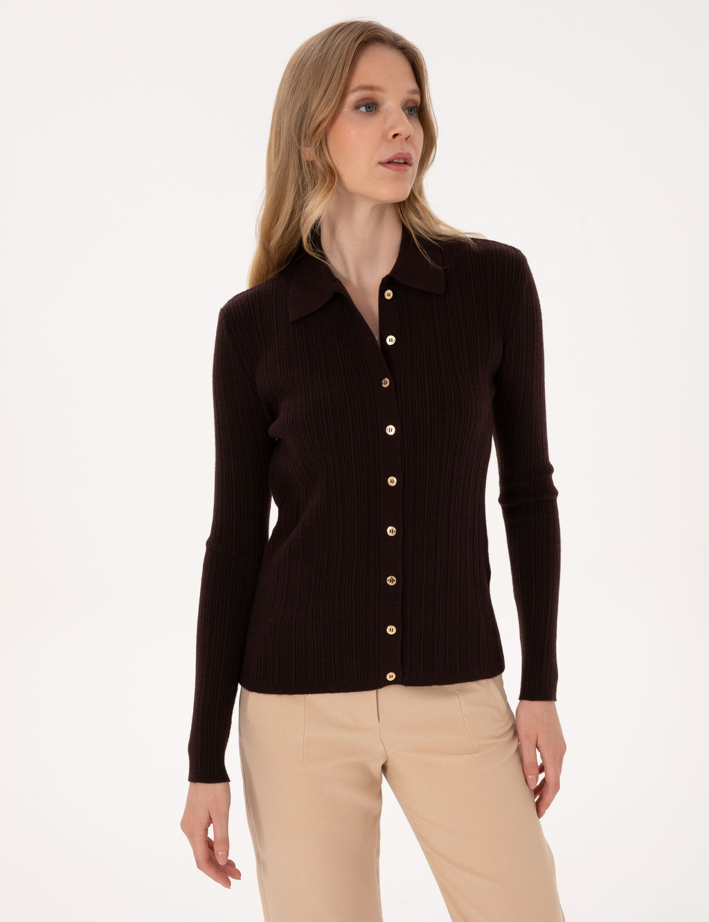 Kahverengi Slim Fit Triko H_rka